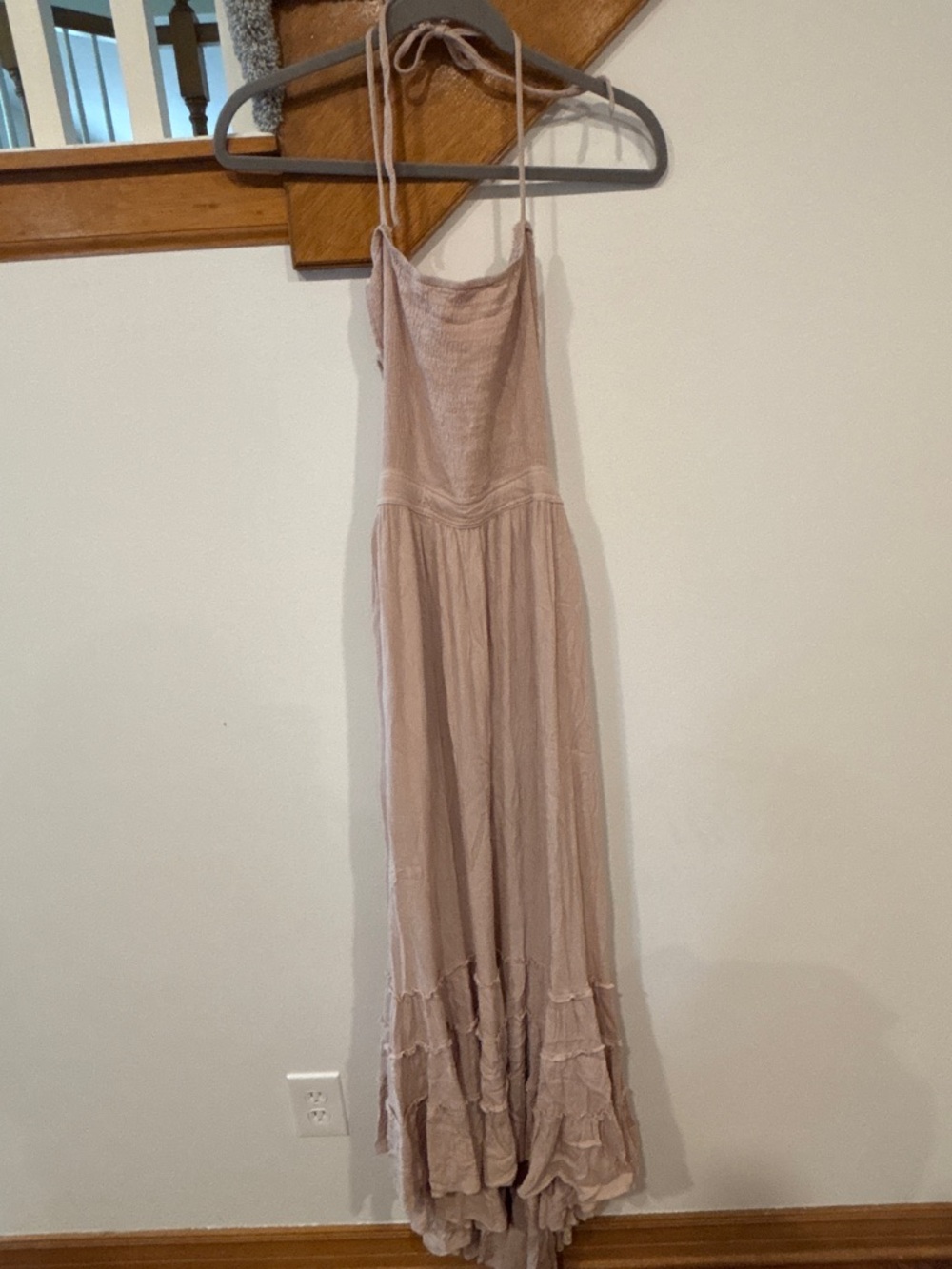 R Vivimos Tropical Women’s 
Maxi Dress with Tie Straps - Tan - Large
